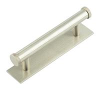Loops Stylish 96mm Satin Nickel Cabinet Handle With Plain Backplate - Kitchen Drawer Pull Handle