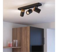 Loops Stylish Black And Brown Triple Led Bathroom Ceiling Spotlight For Modern Homes
