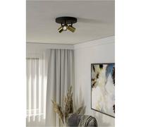 Loops Stylish Black & Brushed Brass Triple Round LED Ceiling Spotlight Loops Multicolor