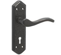 Loops Stylish Black Suite Door Handle With Lockplate For Home And Office - Interior Lever On Backplate