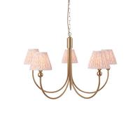 Loops Stylish Brushed Aged Brass Ceiling Pendant Light With Peachy Keen Shades