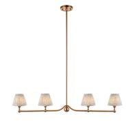 Loops Stylish Brushed Aged Brass Ceiling Pendant Light With Shell Bay Blue Shades