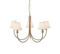 Loops Stylish Brushed Aged Brass Pendant Light With Vintage White Fabric Shade