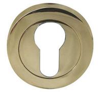 Loops Stylish Designer Euro Profile Escutcheons With 50mm Round Rose In Elegant Brass Finish - Key Hole Cover