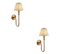 Loops Stylish Dimmable Wall Lights Set Of 2 In Brushed Aged Brass With Herb Green Shades