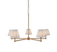 Loops Stylish Elegant Hanging Ceiling Pendant Light With Blue Fabric And Aged Brass Finish