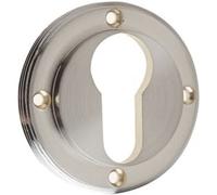 Loops Stylish Euro Profile Escutcheons In Satin Nickel Finish - Solid Brass Key Hole Cover
