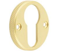 Loops Stylish Knurled Euro Profile Escutcheon In Satin Brass For Luxury Doors - Solid Brass Key Hole Cover