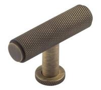Loops Stylish Knurled T Bar Cupboard Knob In Antique Brass Finish - Kitchen Cabinet Knob