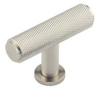 Loops Stylish Knurled T Bar Cupboard Knob In Satin Nickel Finish - Kitchen Cabinet Knob