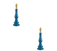 Loops Stylish Marlin Blue Table Lamp Bases - Set Of 2 With Brass Accents