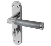 Loops Stylish Mitred Suite Door Handle In Polished And Satin Chrome Finish - Interior Lever On Backplate