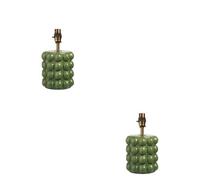 Loops Stylish Olive Green Ceramic Table Lamp Base - Set Of 2 With Brass Plate For Elegant Home Decor