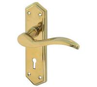 Loops Stylish Pvd Brass Suite Door Handle With Lockplate For Modern Interiors - Interior Lever On Backplate