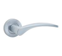 Loops Stylish Satin Chrome Door Handle On Rose For Modern Interiors - Interior Handle