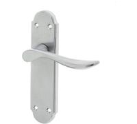 Loops Stylish Satin Chrome Suite Door Handle With Latchplate - Interior Lever On Backplate