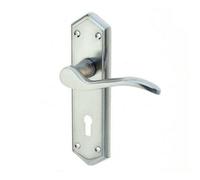 Loops Stylish Satin Chrome Suite Door Handle With Lockplate For Modern Interiors - Interior Lever On Backplate