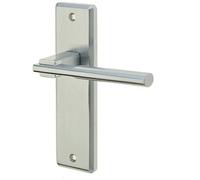 Loops Stylish Satin Chrome Suite Door Handle With Unique Latchplate Design - Interior Lever On Backplate