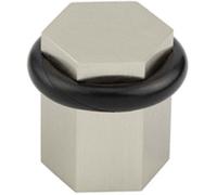 Loops Stylish Satin Nickel Hexagonal Floor Doorstops For Home Décor - Solid Brass & Rubber Stopper