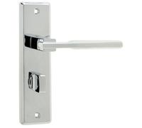 Loops Stylish Suite Door Handle With Bathroom Plate In Polished Chrome - Interior Lever On Backplate