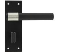Loops Stylish T-Bar Door Handle With Black Finish For Modern Bathrooms - Interior Lever On Backplate