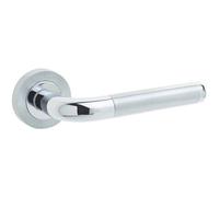 Loops Stylish Twin Door Handle On Rose In Polished And Satin Chrome Finish - Interior Handle