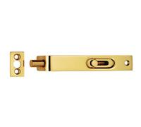 Loops Sunk Slide Flush Door Bolt with Flat Keep Plate 102 x 17mm Polished Brass in Metallics Loops Metallics