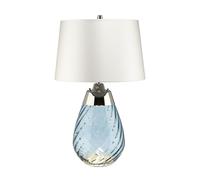 Loops Table Lamp Blue tinted Glass & Off-White Shade LED E27 60W Bulb d01887 in White Loops White