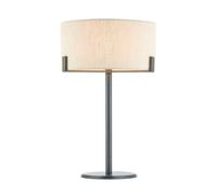 Loops Table Lamp Brushed Bronze Plate & Natural Linen 60W E27 GLS Base & Shade Loops Multicolor