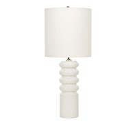 Loops Table Lamp Ceramic White Glaze White Faux Silk Shade White LED E27 60W Bulb Loops White