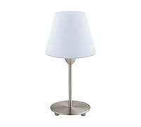 Loops Table Lamp Colour Satin Nickel Base Shade White Glass Opal Matt Bulb E14 1x60W in Metallics Loops Metallics