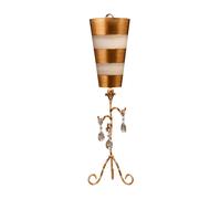 Loops Table Lamp Cream & Gold Stripes Tapered Shades Hanging Crystals LED E27 60W Loops Multicolor