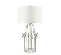 Loops Table Lamp Cream Shade Distressed Silver LED E27 100W Single Bulb in Metallics Loops Metallics
