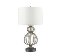 Loops Table Lamp Cream Shade & Distressed Silver LED E27 100W Single Bulb in Metallics Loops Metallics