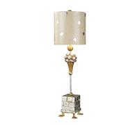 Loops Table Lamp Duck Feet Square Base Cream & Silver Leaf Cylinder Shade LED E27 60W in Metallics Loops Metallics