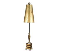 Loops Table Lamp Gold Black Striped Base Round Feet Glazed Gold Leaf Shade LED E27 60W Loops Black