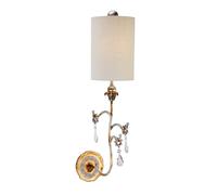 Loops Table Lamp Gold & Cream Stripes Tapered Shades Hanging Crystals LED E27 60W Loops Multicolor