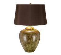 Loops Table Lamp Green Brown Glaze Finish Brown Tapered Cylinder Shade LED E27 60W Loops Green