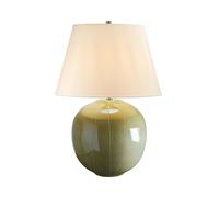 Table Lamp Green Glaze Cream Faux Silk Shade Green Reactive Glaze LED E27 60W