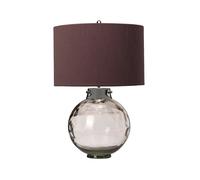 Loops Table Lamp Larkspur Shade Highly Polished Nickel Glassware Smoke LED E27 60W in Metallics Loops Metallics