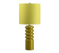 Loops Table Lamp Lime Green Glaze & Green Linen Shade Lime LED E27 60W Bulb Loops Green