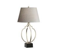 Loops Table Lamp Open Metal Grey linen Shade Ebonized Silver Leaf/Black LED E27 60W in Black Loops Black