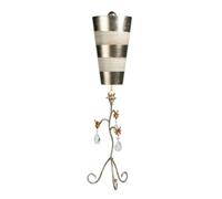 Loops Table Lamp Silver & Cream Stripes Tapered Shades Hanging Crystals LED E27 60W in Metallics Loops Metallics