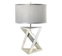 Loops Table Lamp Silver Grey Cylinder Shade Nickel White Marble LED E27 60W in Metallics Loops Metallics