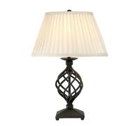 Loops Table Lamp White Shade Included Hand Crafted Swirl Base Design Black LED E27 60W Loops Black