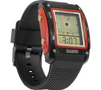Loops Talking Digital Watch - Water Resistant to 10m - Alarm Function - Black & Red Loops Black