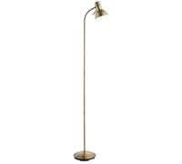 Loops Tall Arched Floor Lamp Antique Brass Free Standing Curved Arm Sofa Reading Light in Metallics Loops Metallics