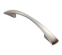 Loops Tapered Pull Handle 138 x 16mm 96mm Fixing Centres Satin Nickel Curved Bow in Metallics Loops Metallics
