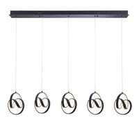 Loops Textured Matt Black Linear 5 Light Ceiling Pendant - 3000k Warm White LEDs Loops Black