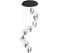 Loops Textured Matt Black Modern 8 Light Ceiling Pendant - Integrated Warm White LEDs Loops Black